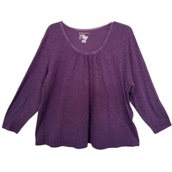 Just My Size Purple Plus Size 5X Top Scoop Neck 3/4 Sleeve Paisley Pattern - Picture 2 of 7